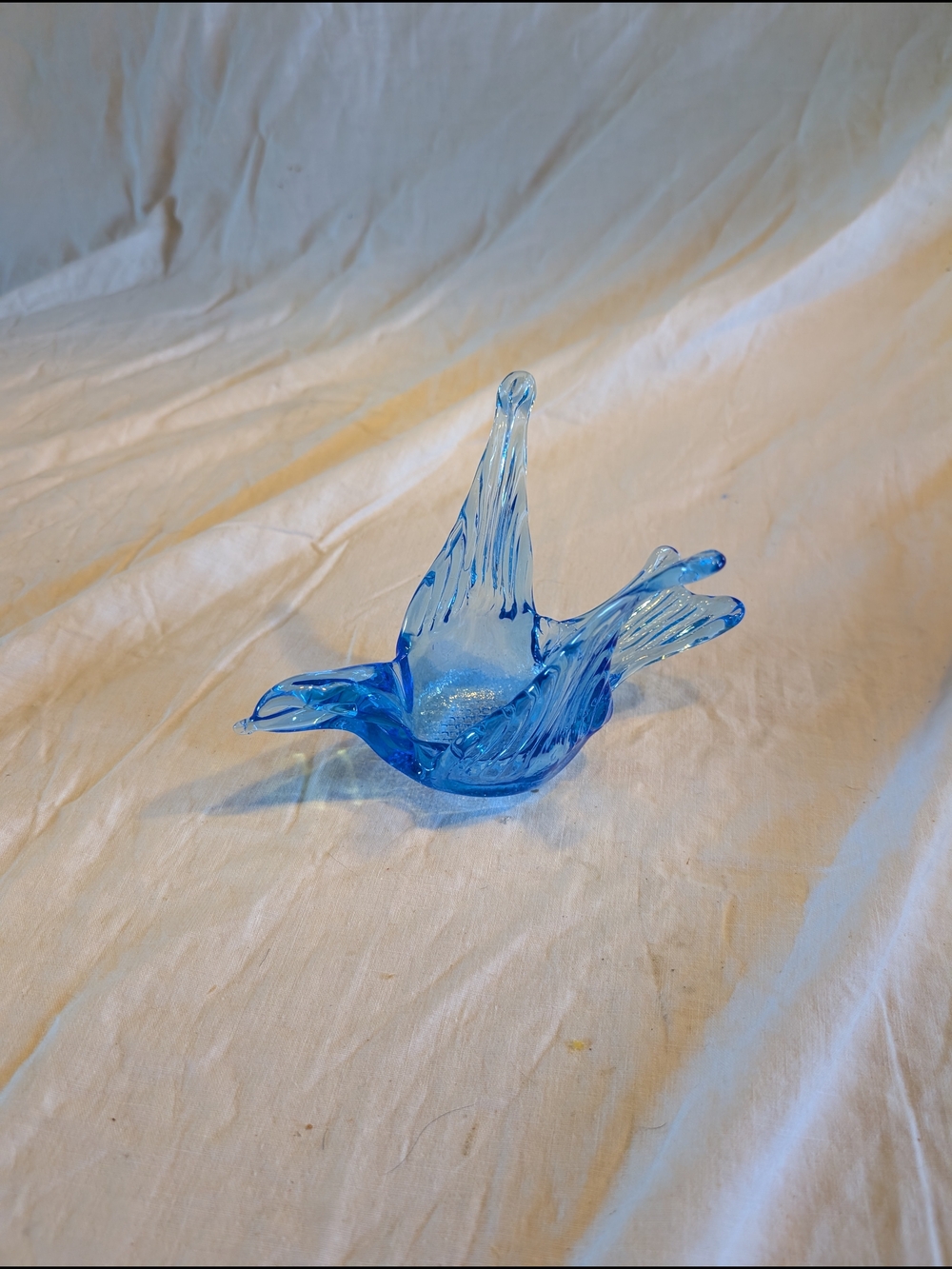 2/40$ Chalet Blue Hand-Blown Bird Glass Trinket Dish